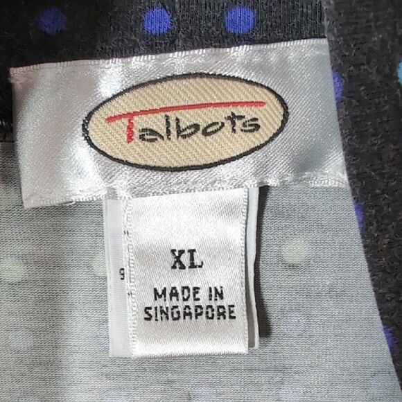 Talbots | Cotton Stretch Black Long Sleeve Turtle Neck Neon Polka Dots Size XL - Picture 7 of 9